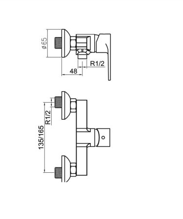 Baterie de duscada cu deviator monocomanda crom Luca