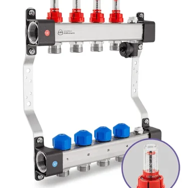 Distribuitor colector metalic 1''x3/4'' cu debitmetre 6 cai UFST