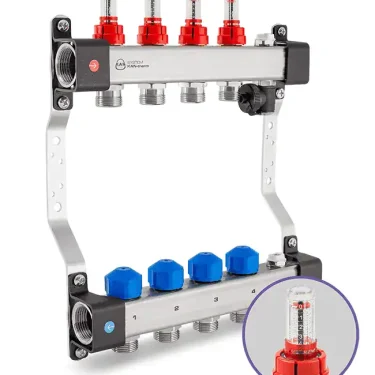 Distribuitor colector metalic 1''x3/4'' cu debitmetre 11 cai UFST