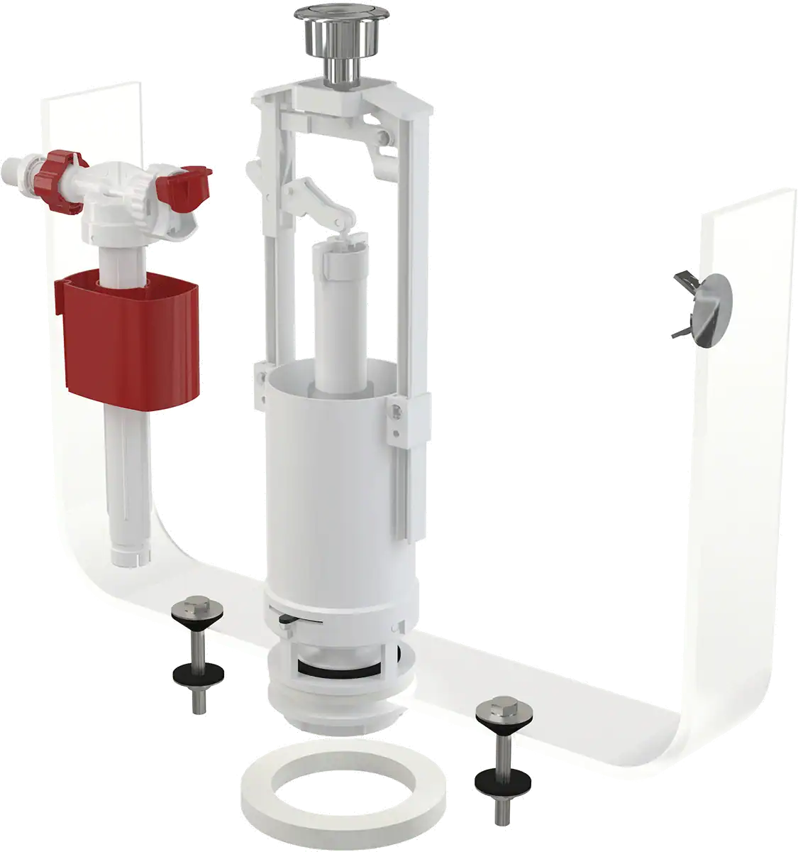 Chrom mecanism WC simplă apăsare + flotor 3/8'' ALCA