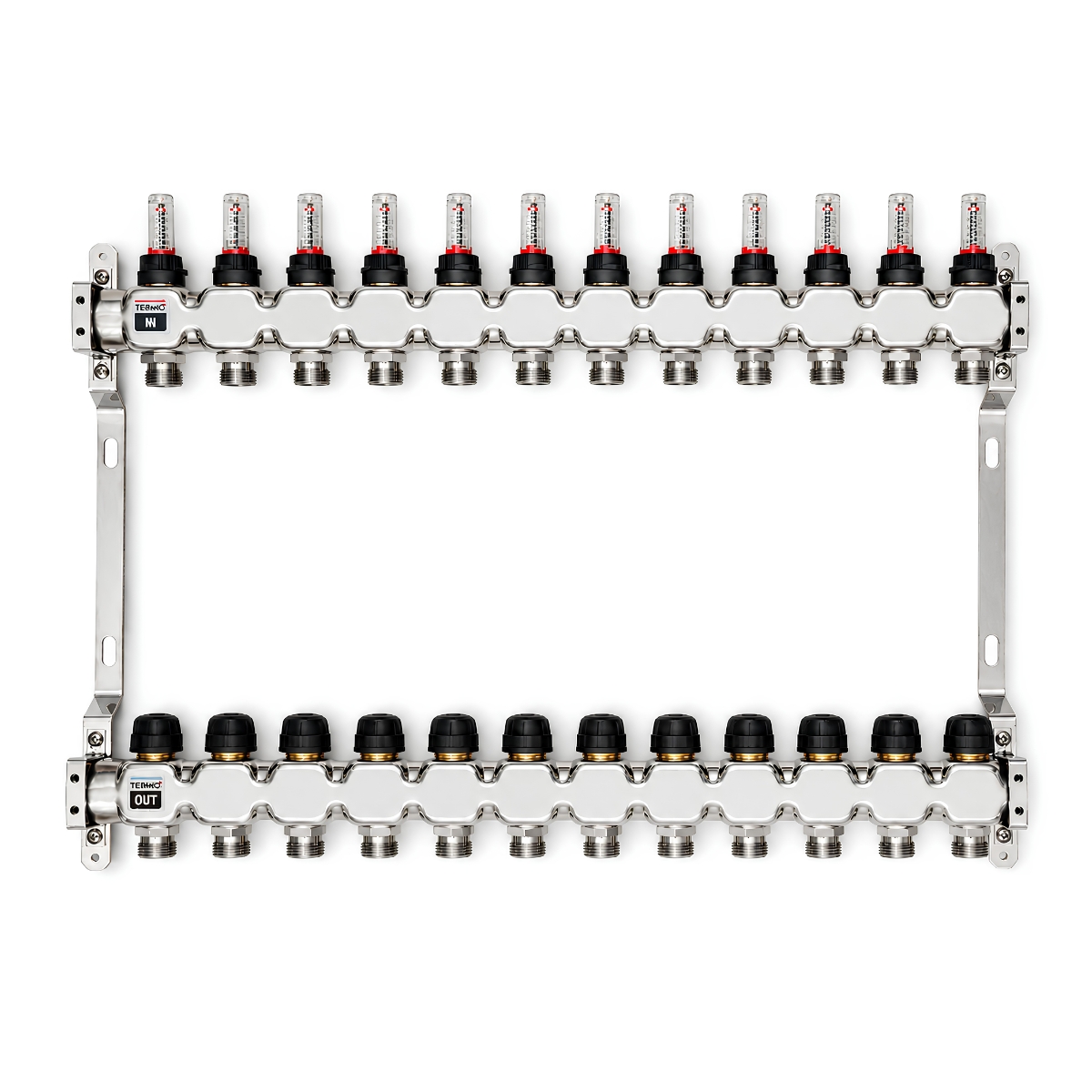 DISTRIBUITOR TERMO+ CU DEBITMETRE SI ROBINETI 12 CAI