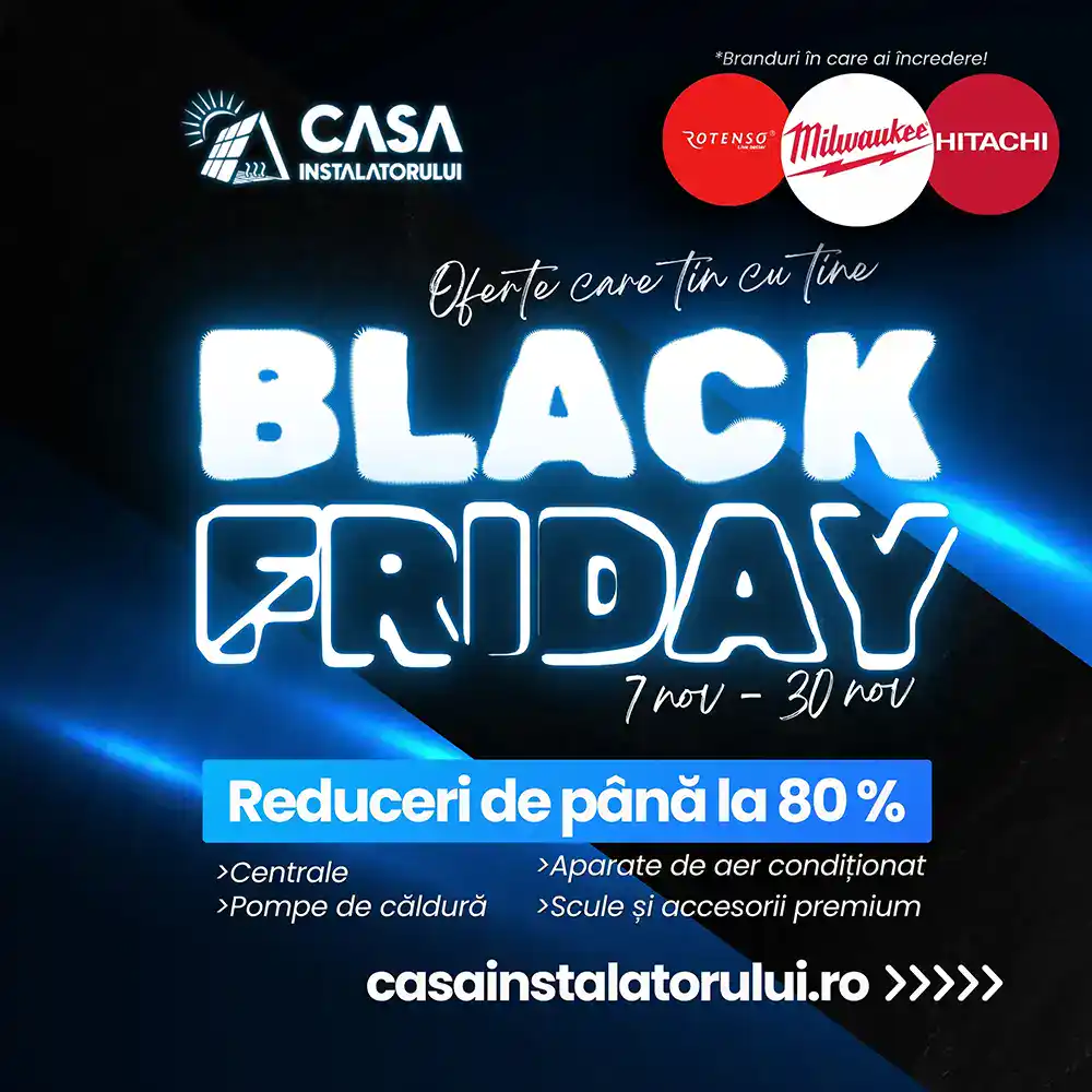1. Reduceri Black Friday până la 80% la echipamente de încălzire și climatizare.