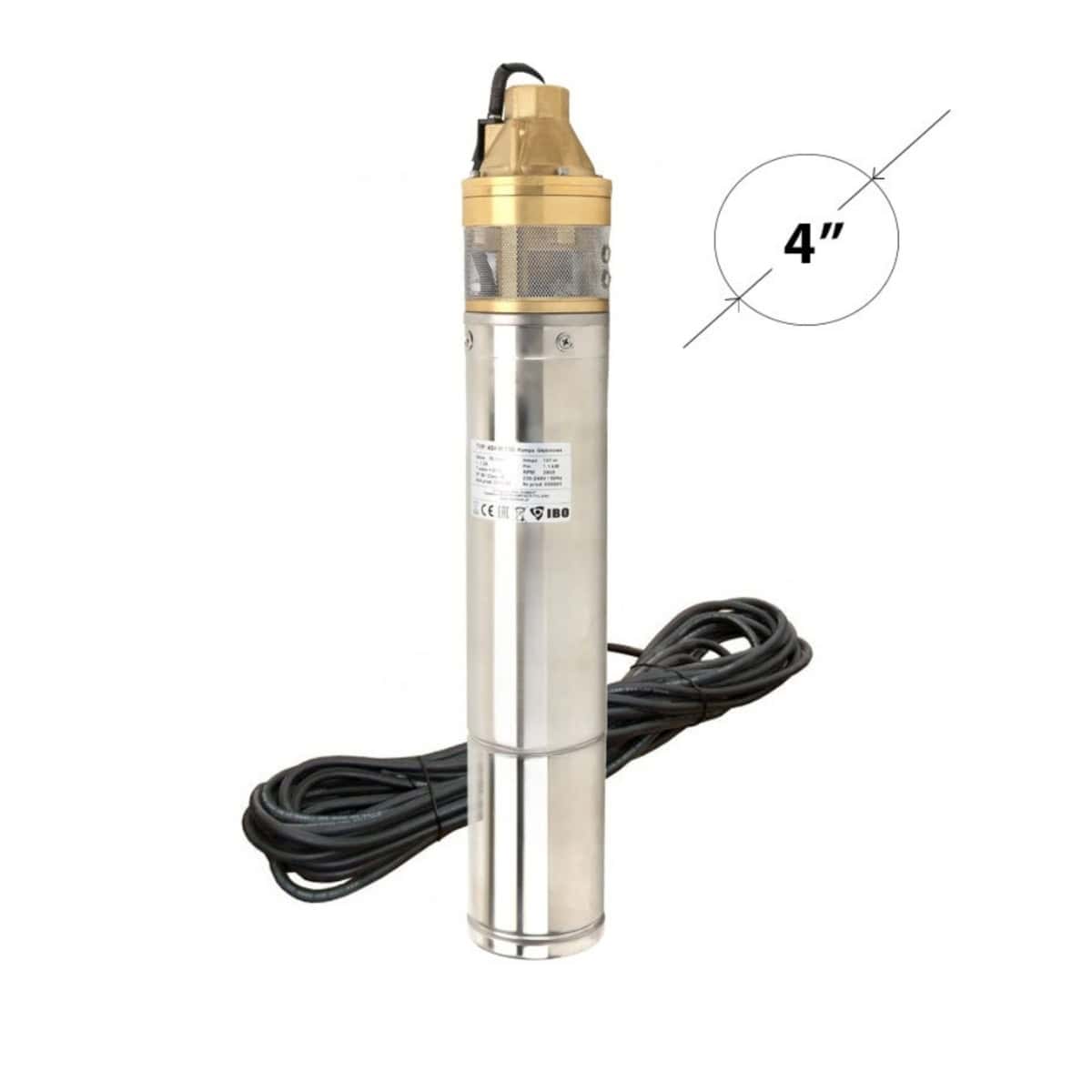 Pompa submersibilă IBO 4SKM 150 cu cablu 15 m – 45 l/min, 60 m, 1.1 kW, inox