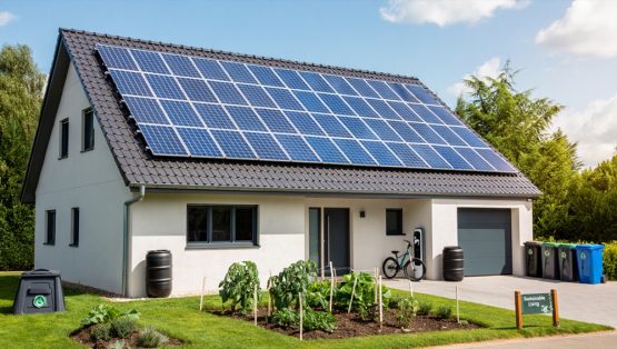 amenajare gradina si curte langa casa cu panouri solare