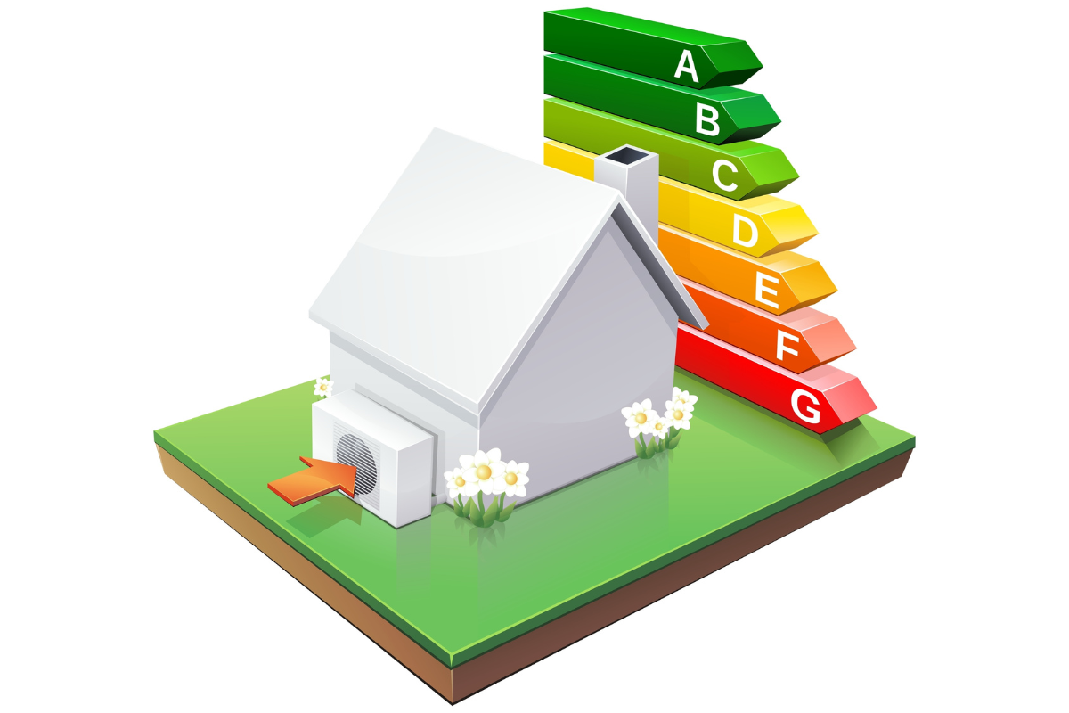 concept eticheta energetica SEER si SCOP pentru consum pompa de caldura